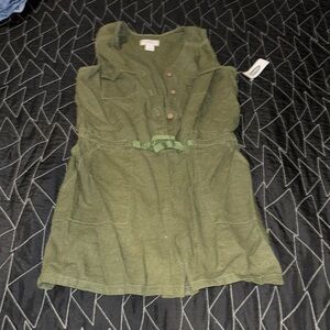 New NWT Old Navy dark green romper button up girls 10-12